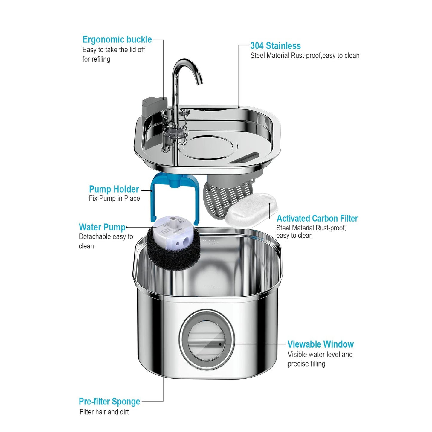 Stainless Steel Auto Pet Fountain