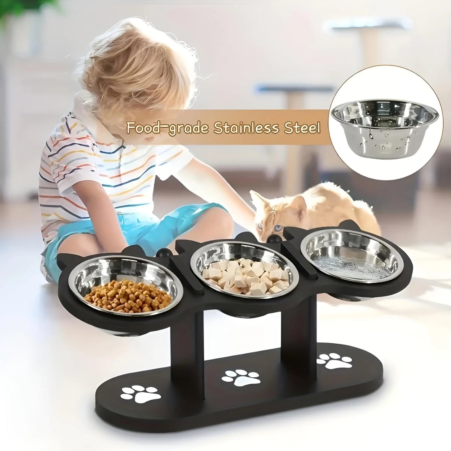 Elevated Bamboo Bowl Stand